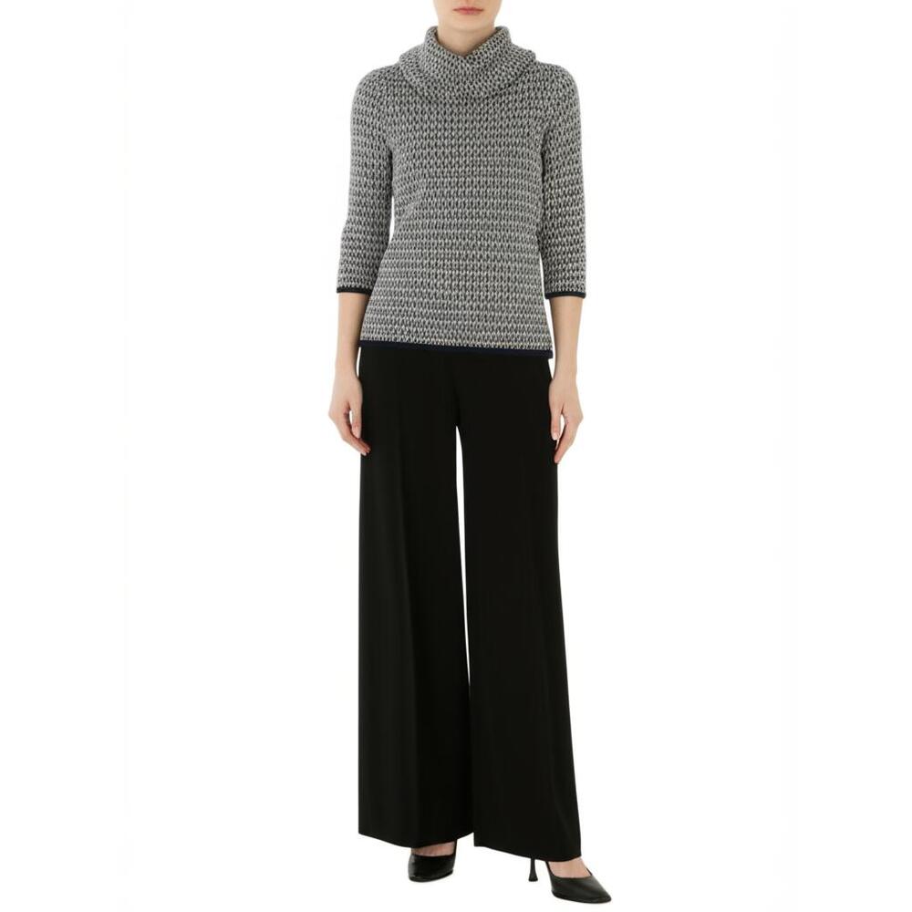 TALBOTS Sweater Blouse Womens Size SP Black White Petite‎ Fit Cowl Neck Modern